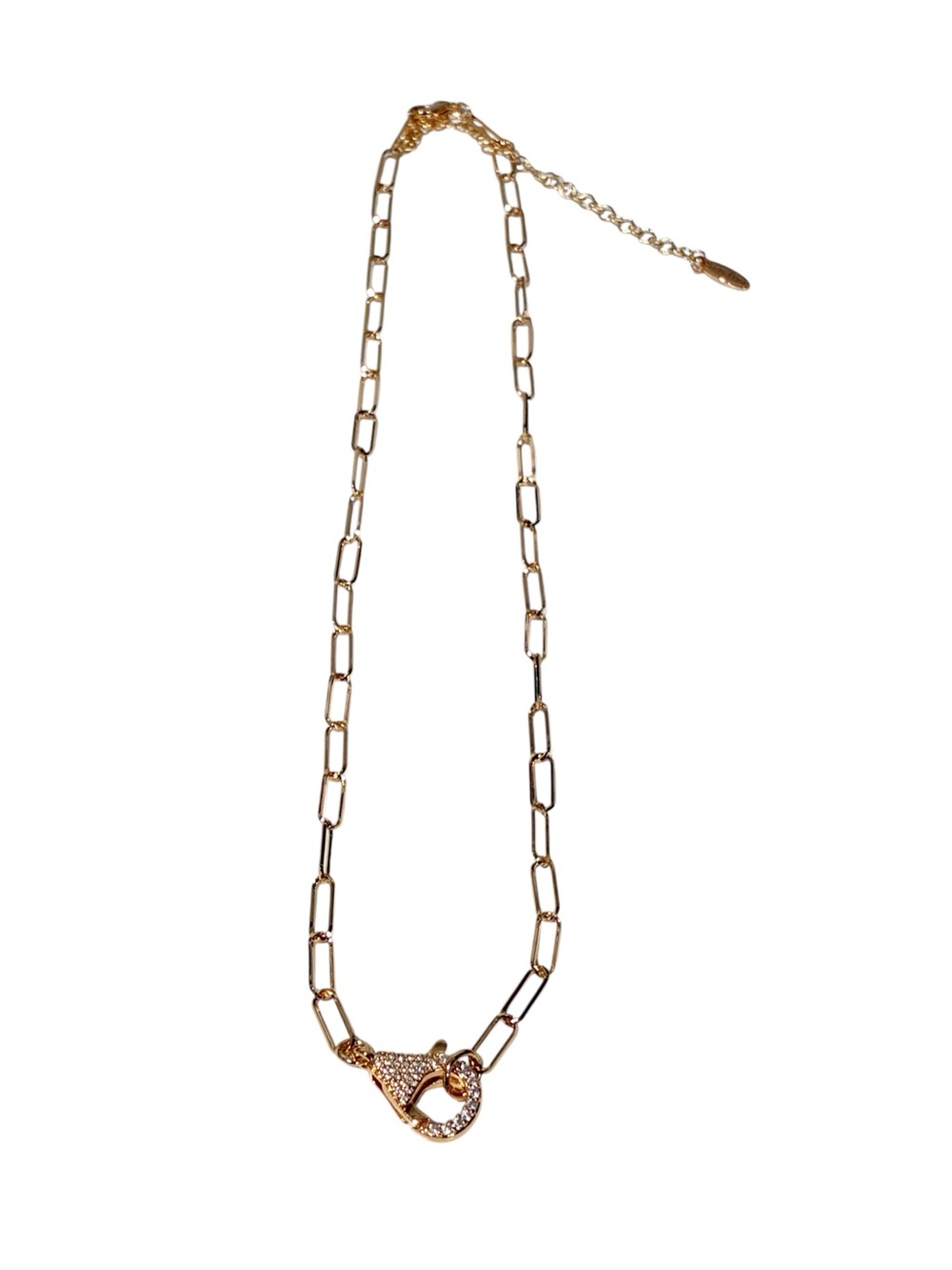 Serafina Rose Gold Tone Oversized Clasp Rhinestone Necklace